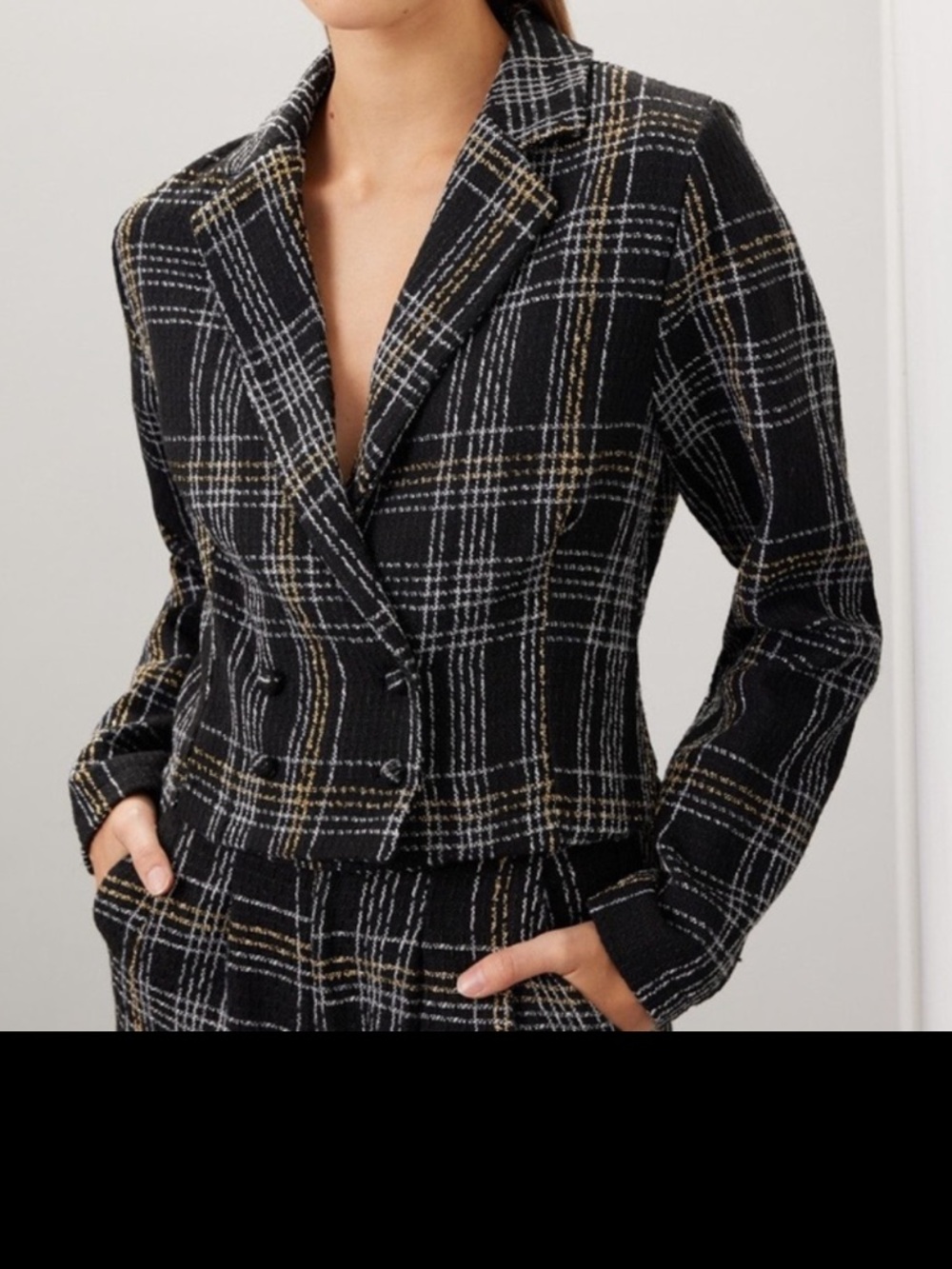 Slate & Willow Black and White Plaid Blazer